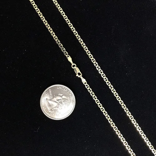 Vista 3 de Ioka - Pulsera de cadena plana de oro macizo amarillo de 14 quilates de 0.098 in con cierre de langosta - 7", Oro