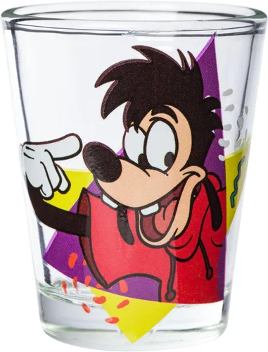 Vista 5 de Silver Buffalo Disney Una película Goofy - Juego de 4 mini vasos con personajes de Goofy, Max Goof, Roxanne y Bobby Zimuruski, 1.5 onzas