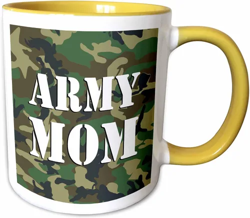 Vista 8 de 3dRose Taza negra de dos tonos camuflaje verde Army Mom de 11 oz