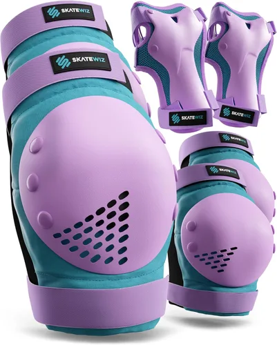 Vista 13 de SKATEWIZ Juego de almohadillas de protección para patineta para niños y adultos - Smash - Almohadillas para patines [6 piezas] con protectores