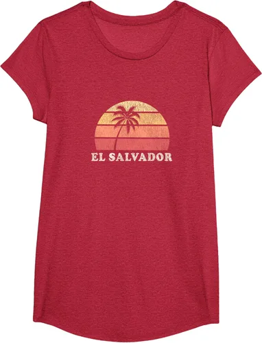 Vista 64 de El Salvador Vintage 70s Retro Throwback Design Camiseta, Azul