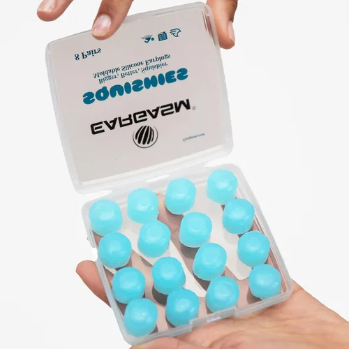 Vista 5 de Eargasm Squishies - Azul Tapones para los oídos moldeables multiusos con reducción de ruido, cancelación de ruido, impermeables, herméticos
