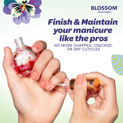 Vista 7 de Blossom Hidratante, hidratante, fortalecedor, aceite perfumado para cutículas, infundido con flores reales, fabricado en Estados Unidos, 1.26 onzas