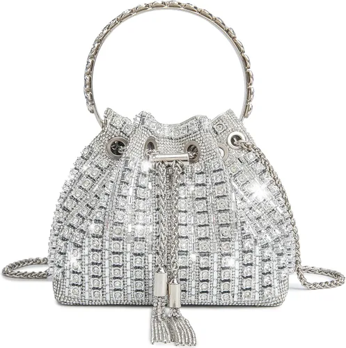 Vista 13 de Bolso de noche con diamantes brillantes para mujer, bolso de mano con diamantes de imitación para fiesta, baile de graduación, cóctel