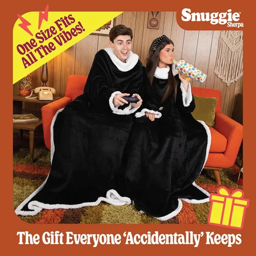 Vista 4 de Snuggie Manta original con mangas y bolsillos, acogedora manta de gran tamaño para hombres y mujeres adultos, talla única, 71x54