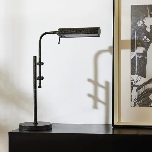 Vista 7 de VONLUCE Lámpara de escritorio rústica, lámpara de mesa de metal de estilo industrial ajustable, lámpara de lectura LED de 3 temperaturas
