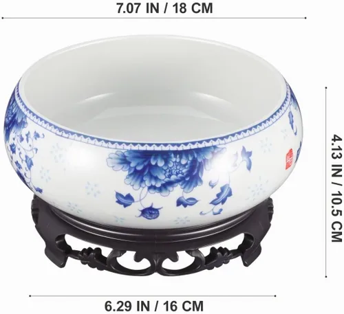 Vista 3 de Yardwe Maceta Lotus con soporte, maceta de cerámica para lirio de agua, narciso, plantas hidropónicas, suculentas, decoración de jardín de oficina