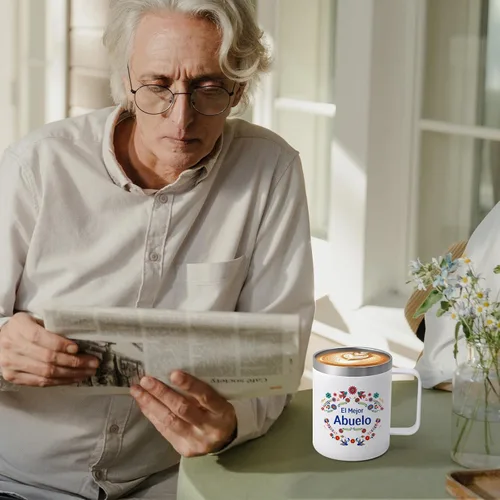 Vista 8 de Qtencas Regalo de Navidad de los abuelos, La Mejor Abuela El Mejor Abuelo Juego de Taza de Café de Acero Inoxidable en Español, Regalo de Navidad