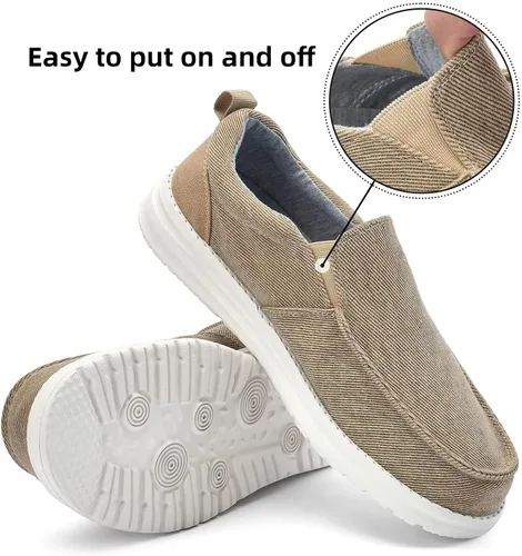 Vista 4 de Mocasines casuales para hombre, zapatos náuticos para hombre, cómodos, ligeros, de lona, antideslizantes, zapatos para caminar