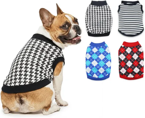 Vista 5 de Paquete de 4 camisetas para perros XS para perros y cachorros, ropa de verano funny chihuahua yorkie dog tshirt, blue cooling vests, stretchy