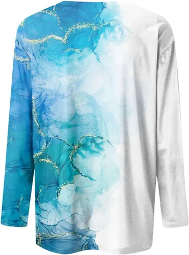 Vista 2 de Long Sleeve Shirts for Women Fall V-Neck Pullover Tees Blouse Loose Casual Sweatshirts Printed Long Sleeve Tunics Tops