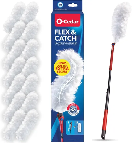 Vista 17 de O-Cedar Flex & Catch - Kit de polvo resistente con 3 recambios de plumero desechables Modelo nuevo y mejorado Mango extensible de 3 pies