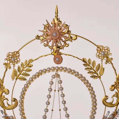 Vista 6 de BLESSUME - Diadema de diosa, corona con halo de María, disfraz de Halloween para mujer, tocado de diosa