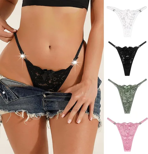 Vista 3 de Tanga de cintura baja con bordado de mariposa para mujer