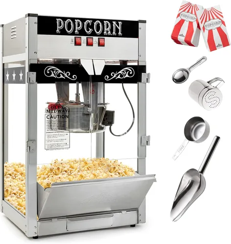 Vista 2 de Olde Midway Máquina Comercial para Hacer Palomitas de Maíz Fabricante Palomitero con Hervidor Grande de 12 Onzas - Negro