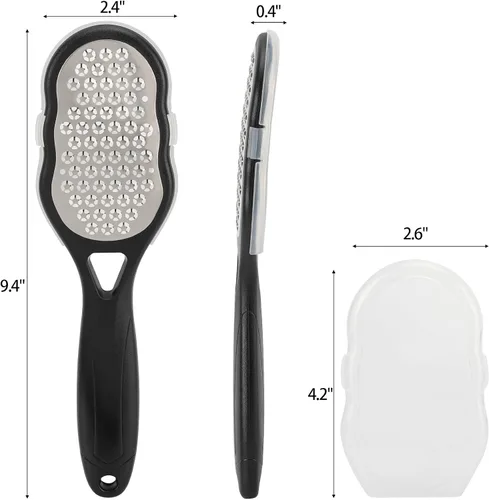 Vista 2 de 2 limas de pies con recolector de piel, raspador de pies de acero inoxidable, removedor de callos, pedicura, rallador de pies, limpiador de piel