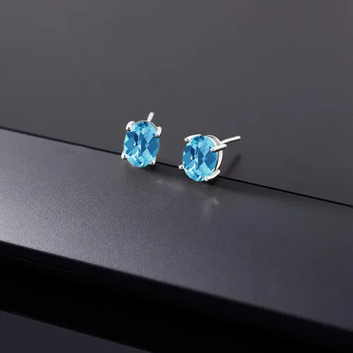 Vista 262 de Gem Stone King Aretes de oro de 14 quilates con piedra natal ovalada de 0.315 x 0.236 in Aretes de oro para mujer
