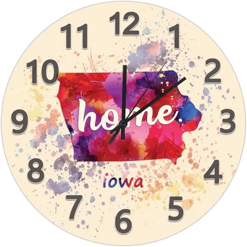 Vista 138 de UFunhome Reloj de pared con mapa del estado de Nevada, acuarela, Estados Unidos, reloj redondo de madera, funciona con pilas, silencioso, sin