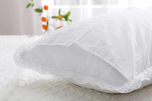Vista 2 de Fundas de almohada de encaje de ganchillo blanco tamaño Queen, fundas de almohada de algodón puro para cama, 2 piezas de 30 x 20 pulgadas