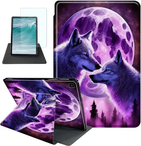 Vista 28 de Rossy Funda para Samsung Galaxy Tab A7 Lite de 8.7 pulgadas 2021 (SM-T220/T225/T227) + protector de pantalla giratorio de 360 grados con soporte
