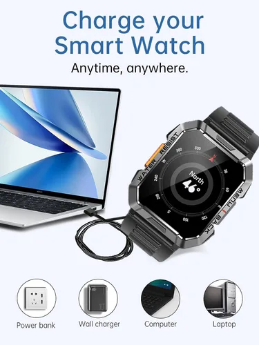 Vista 5 de Paquete de 2 cables de carga para relojes inteligentes IOWODO W60 para hombres y mujeres, cable de carga USB magnético compatible con cargador