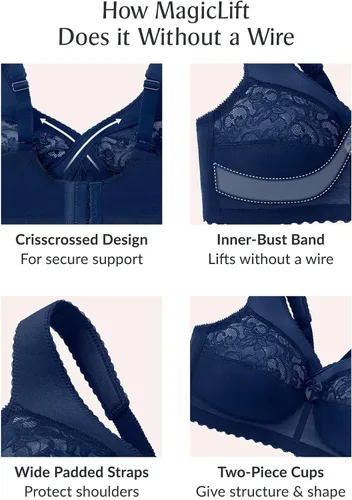 Vista 6 de Glamorise Full Figure Plus Size MagicLift Original Support Bra Wirefree #1000