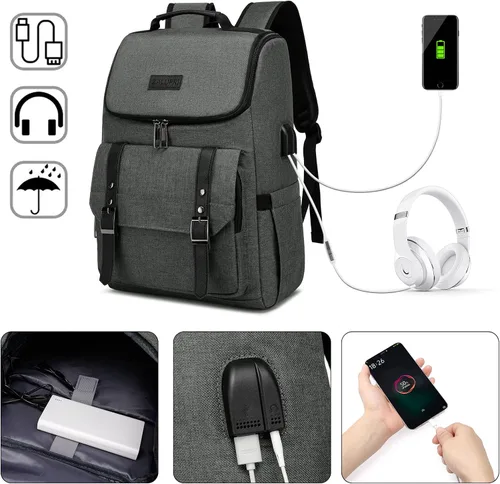 Vista 5 de Mochila de trabajo para laptop para mujeres y hombres, mochila de viaje de 15.6 pulgadas, elegante mochila para profesores, mochila casual