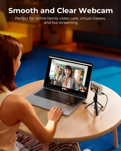 Vista 7 de Cámara digital para niños con lente dual de conmutación, 64MP 4K Point and Shoot Cámara con tarjeta de 32 GB, zoom 16X antivibración, cámaras