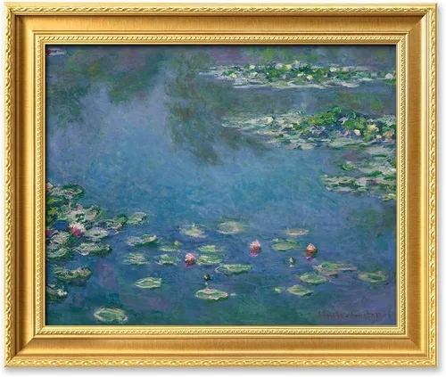 Vista 115 de IPIC - Reproducción artística de los lirios de agua de Claude Monet 1906, impresiones giclée coinciden con el marco dorado clásico, arte de pared