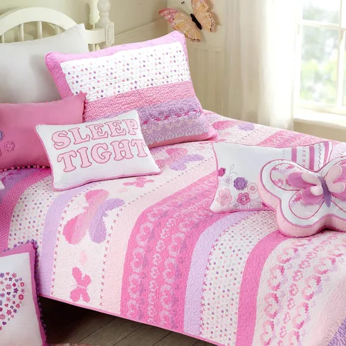 Vista 10 de Orchid Lola - Juego de edredón reversible de 100 % algodón para niños y niñas, diseño de flores