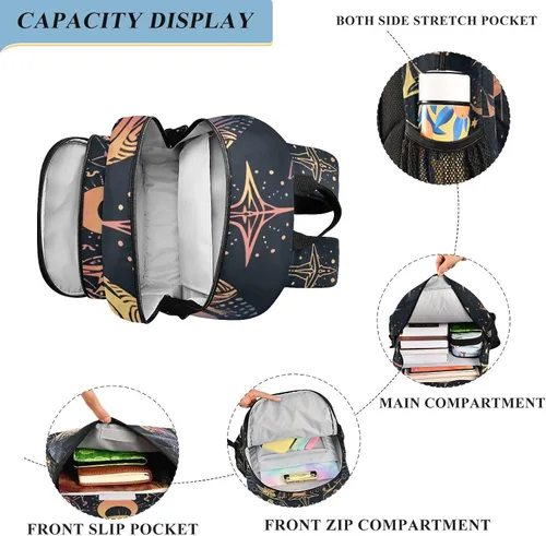 Vista 4 de ALAZA Moon Stars Alchemy Witch - Mochila para laptop para mujeres y hombres, bolsa de viaje casual con compartimento y múltiples bolsillos