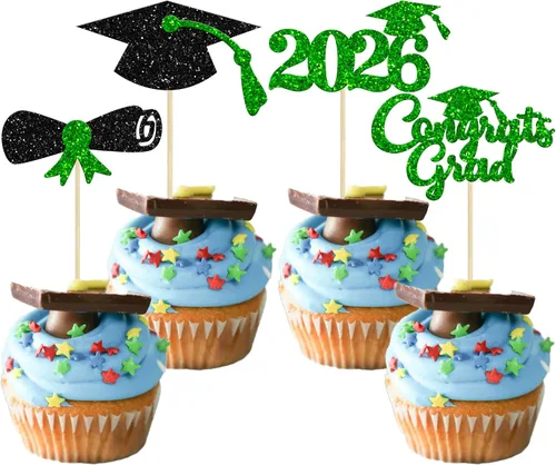 Vista 40 de Gyufise 1 paquete de decoración de pastel de graduación 2025 con purpurina de felicitaciones clase de 2025, decoración de pastel de diploma 2025