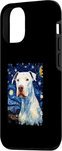 Vista 2 de iPhone 14 Dogo Argentino Dog Starry Night Painting Dog Mom Dad Case