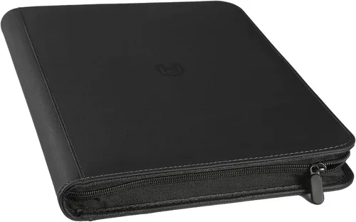 Vista 31 de Carpeta de tarjetas de 4 bolsillos con cremallera, 288 bolsillos para tarjetas comerciales Premium PU Cover, Side Loading, Ringless Card Binder