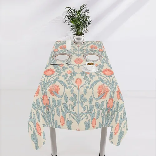 Vista 210 de Mantel Floral Retro de Pájaros, Diseño Original Bohemio William Morris Estampado Cubierta de Mesa para Hogar Picnic Fiesta Comedor Cocina William