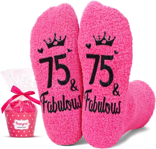 Vista 9 de HAPPYPOP Ideas de calcetines de cumpleaños, regalo de cumpleaños para mujeres de 75, 80, 85, 90, 95, 100 años Fabulous 100 Rosa
