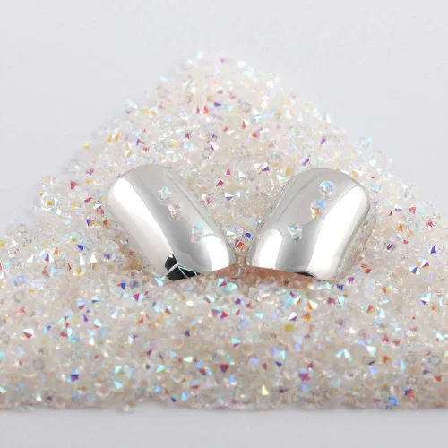 Vista 6 de 5000 cuentas de diamantes de imitación de cristal de diamante ultra mini de 0.044 pulgadas con parte trasera plana, cristales iridiscentes, brillo