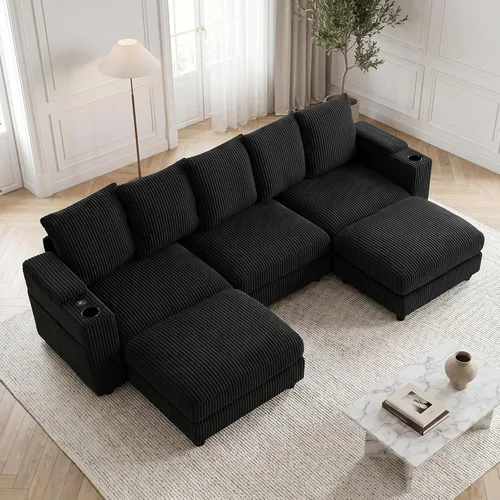 Vista 11 de Sofá modular en forma de U de 111 pulgadas de profundidad x 111 pulgadas de ancho, sofás seccionales grandes para sala de estar, cómodo juego