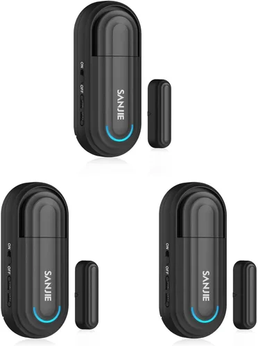 Vista 12 de Alarmas para puerta de piscina para seguridad del hogar, volumen de 0 a 120 dB ajustable con 4 modos, alarma de puerta inalámbrica con control Negro
