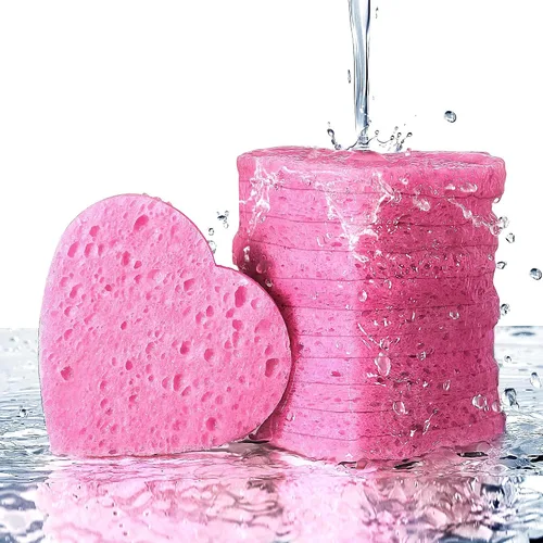Vista 13 de GAINWELL Bride to Be Gifts - Esponja facial comprimida de 50 unidades, limpieza facial diaria y exfoliante, esponjas cosméticas de spa 100% Rosa