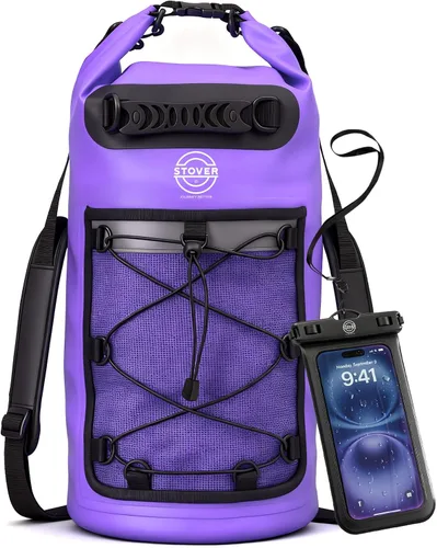 Vista 21 de STOVER 5/10/25/30/40/55L Waterproof Dry Bag- Roll-Top Backpack w/Phone Case- Kayaking, Hiking, Camping, Boating- Men/Women