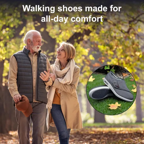 Vista 2 de youyun Zapatos ortopédicos para mujer, zapatos deportivos de ajuste ancho para diabéticos, fascitis plantar y pies hinchados, ligeros, cómodos