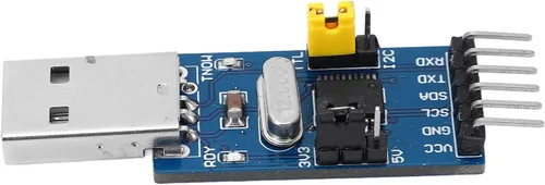Vista 9 de Fafeicy Módulo adaptador convertidor USB a IIC I2C UART, salida de 5 V y 3.3 V, pantalla de estado LED, con cable de puente
