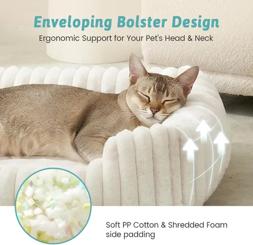 Vista 5 de COZY KISS Cama ortopédica para mascotas para gatos pequeños, cama rectangular lavable para mascotas con parte inferior antideslizante, cama suave