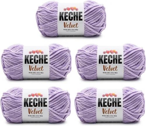 Vista 33 de Keche Hilo para ganchillo, hilo de terciopelo, chenilla suave, manta de bebé voluminosa amigurumi Yarn 3.53 oz (132 yardas) - Arona