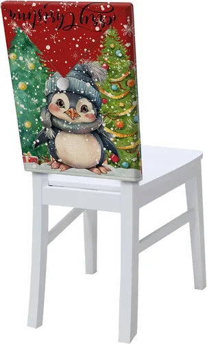 Vista 20 de Fundas para respaldo de silla de comedor, bolas de Navidad con diseño de copo de nieve en color rojo de invierno, fundas para sillas de cocina Árbol
