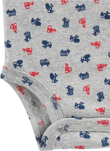 Vista 2 de Simple Joys by Carter's - Mameluco de manga larga para niño bebé, 5 unidades, Azulrojogris., 6-9 meses