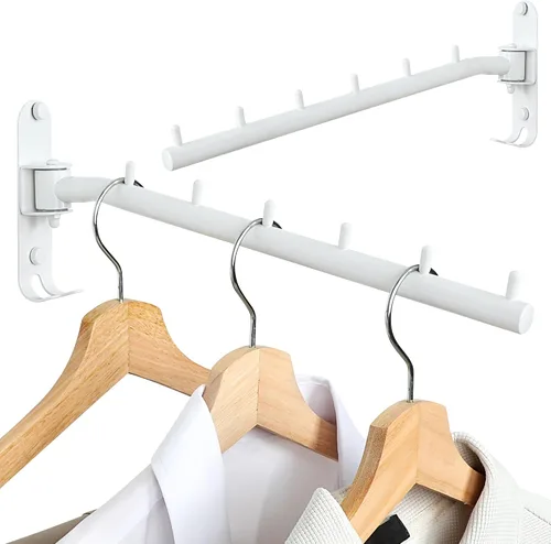 Vista 14 de Alise Estante de secado montado en la pared, percheros giratorios de acero inoxidable, ahorro de espacio, estante de secado de pared de ropa