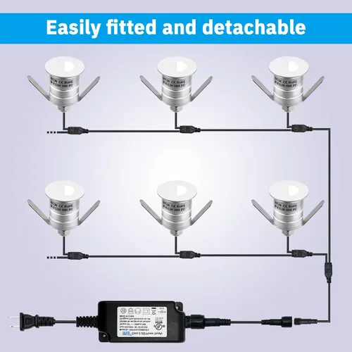 Vista 3 de Luz LED de escalón, 1W DC12-24V 3000K luces de suelo, esquina, empotrada, cubierta, luces de patio, mini luces de paso (3000 K, paquete de 4)