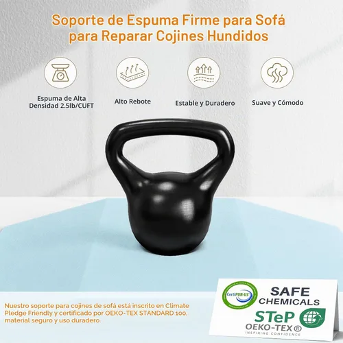 Vista 3 de Soporte de cojín de sofá para asiento caído, 20 x 20 x 2 pulgadas, espuma
